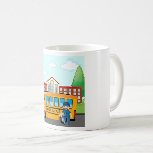 Schulbus und Fahrer Kaffeetasse (VorderseiteRechts)