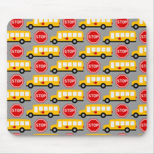 Schulbus und Stopp Sign Mousepad