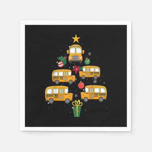 Schulbus Weihnachtsbaum Funny Boys Girls Kinder Xm Serviette (Vorderseite)