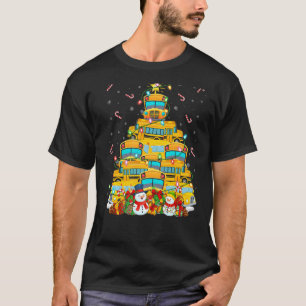 Schulbus Xmas Licht Baum Santa School Bus Chr T-Shirt