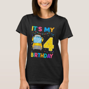 Schulbus zum Geburtstag 4 Jahre alter 4. Geburtsta T-Shirt