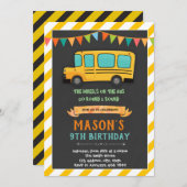 Schulbus zum Geburtstag Einladung (Vorne/Hinten)