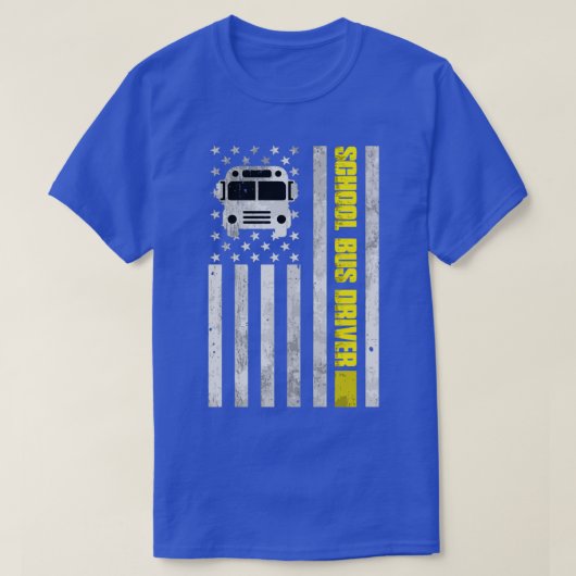 Schulbusfahrer American Flag Shirt School Bus D (Design vorne)