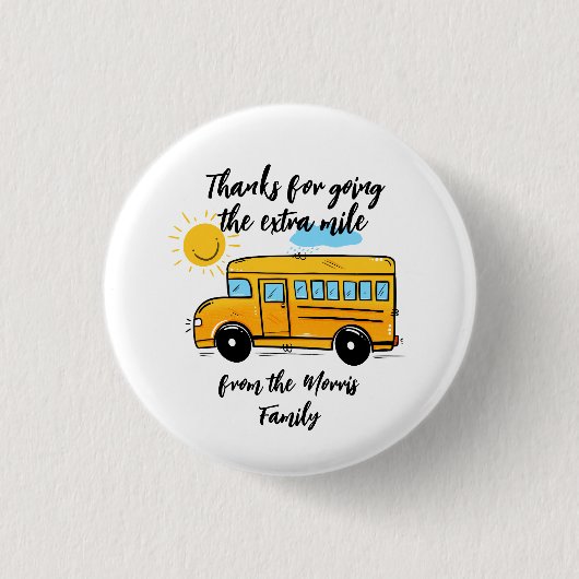 Schulbusfahrer Danke-Knopf | Busfahrer-App Button (Vorderseite)