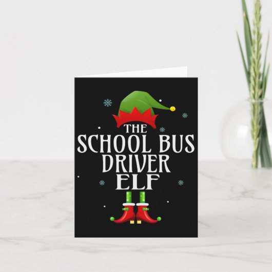 Schulbusfahrer Elf Xmas Matching Family Group C Karte (Vorderseite)