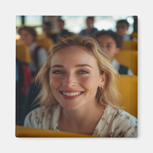 Schulbusfahrer-Foto anpassen Magnet (Vorne)