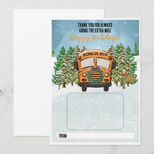 Schulbusfahrer Kartenhalter Danke Karte (Vorne/Hinten)