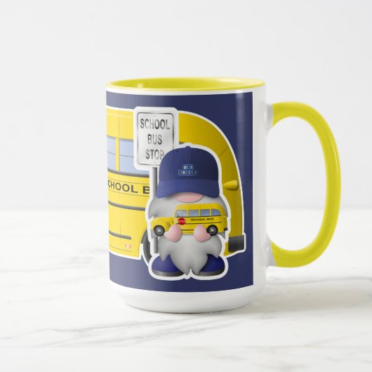 Schulbusfahrer kommen mit Schulbus Tasse (Rechts)