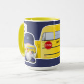 Schulbusfahrer kommen mit Schulbus Tasse (Vorderseite Links)