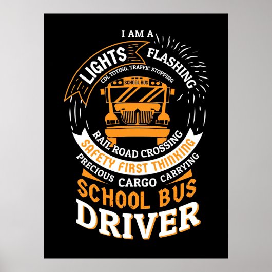 Schulbusfahrer leuchten blinkend poster (Vorne)
