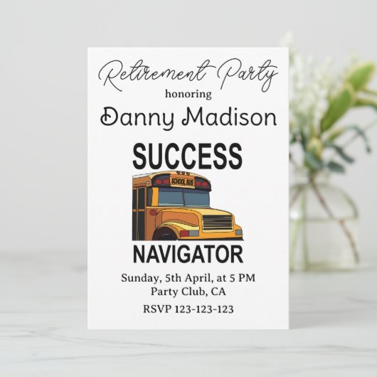 Schulbusfahrer-Party Einladung (Stehend Vorderseite)