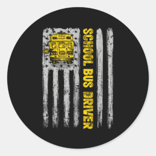 Schulbusfahrer Patriotic US-amerikanische Flagge Runder Aufkleber