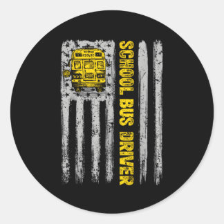 Schulbusfahrer Patriotic US-amerikanische Flagge Runder Aufkleber