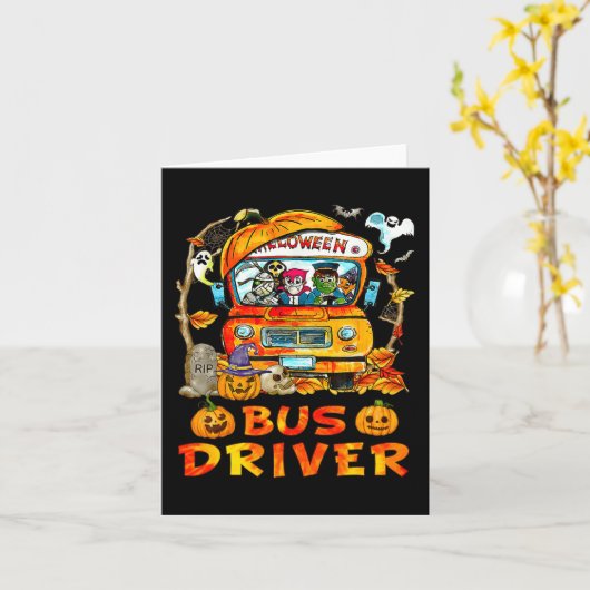 Schulbusfahrer Pumpkin Saison Skeleton Fall Hal Karte (Gelbe Blume)