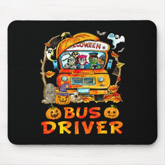 Schulbusfahrer Pumpkin Saison Skeleton Fall Hal Mousepad (Vorne)