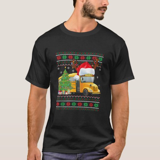Schulbusfahrer Rentier Weihnachtsmannmütze Ugly Ch T-Shirt (Vorderseite)