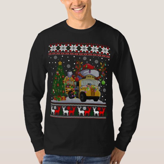 Schulbusfahrer Rentier Weihnachtsmannmütze Ugly Ch T-Shirt (Vorderseite)