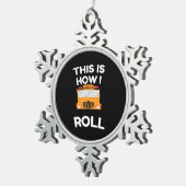 Schulbusfahrer So fahre ich Schneeflocken Zinn-Ornament (Rechts)