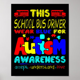 Schulbusfahrer tragen Blauer für Autismus-Bewussts Poster