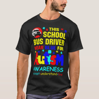 Schulbusfahrer tragen Blauer für Autismus-Bewussts T-Shirt
