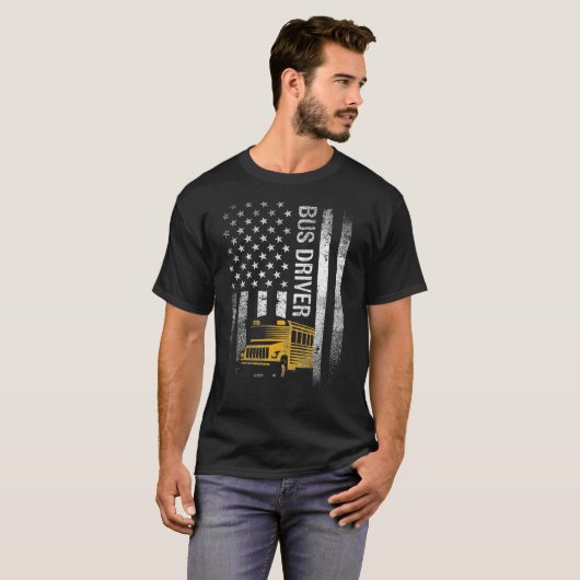 Schulbusfahrer USA Flag Funny Bus Drift T-Shirt (Vorne ganz)