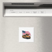Schulbusfahrer USA-Flagge Magnet (In Situ (Geschirrspüler))