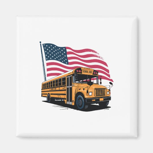 Schulbusfahrer USA-Flagge Magnet (Vorne)