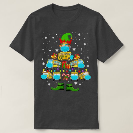 Schulbusfahrer Weihnachtsbaum Funny T-Shirt (Design vorne)
