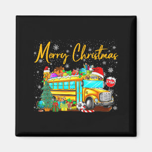 Schulbusfahrer Weihnachtsmann Hut Frohe Weihnachte Magnet