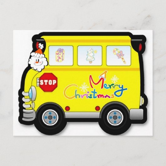 Schulbusfahrer Weihnachtspostkarte Feiertagspostkarte (Vorderseite)