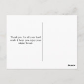 Schulbusfahrerbewertung Weihnachtslehrer Postkarte (Rückseite)