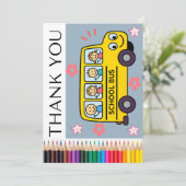 Schulbusfahrerkarte aus dem Namen Kind oder Famili Dankeskarte (Stehend Vorderseite)