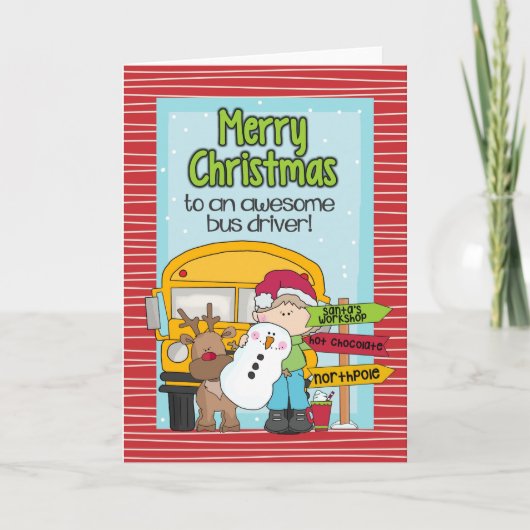 Schulbusfahrerkarte Weihnachtskarte Feiertagskarte (Vorderseite)