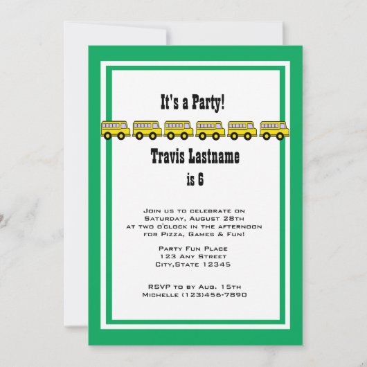 Schulbusfeier Einladung (Vorderseite)