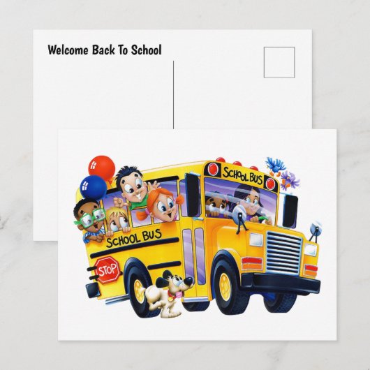 Schulbuskinder Postkarte (Vorne/Hinten)