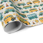 Schulbusmuster Geschenkpapier (Rolleneckpunkt)