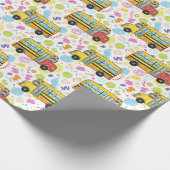 Schulbusmuster Geschenkpapier (Ecke)