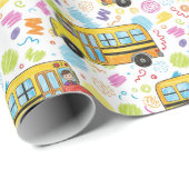 Schulbusmuster Geschenkpapier (Rolleneckpunkt)