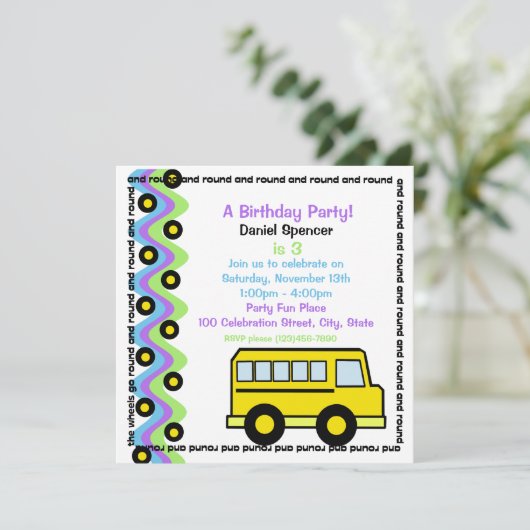 Schulbusräder Einladung (Stehend Vorderseite)