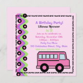 Schulbusräder rosa einladung (Vorne/Hinten)