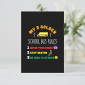 Schulbusregeln für Schüler mit sonnigen Schulbusse RSVP Karte (Stehend Vorderseite)