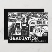 Schulbusse der Graduiertenschule - Schwarze Einlad Einladung (Vorne/Hinten)