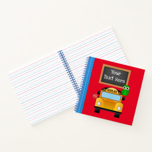 Schulbusse und Schwenklappen-Notebook Notizblock