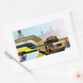 Schulbusstadt-Szene Rechteckiger Aufkleber (Umschlag)