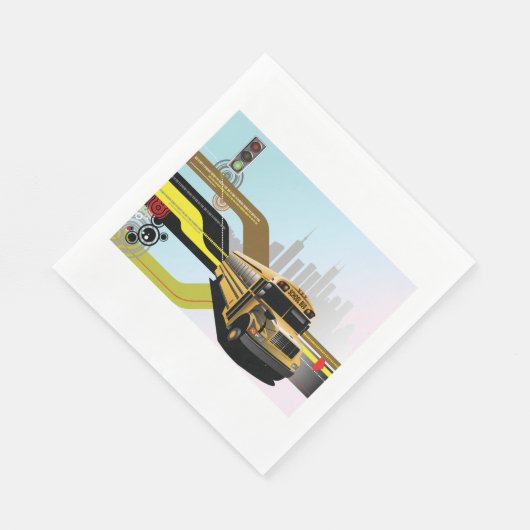 Schulbusstadt-Szene Serviette (Ecke)