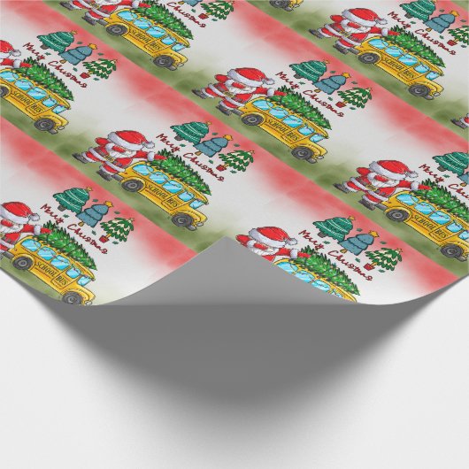 Schulbusweihnacht für den Fahrer mit dem Weihnacht Geschenkpapier (Ecke)