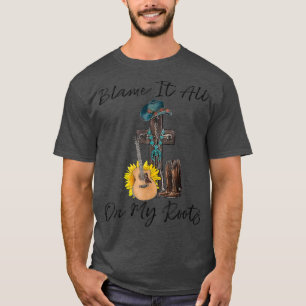 Schuld daran sind meine Wurzeln Jesus Cross Gitarr T-Shirt