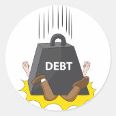 Schulden Cartoon Anvil Runder Aufkleber (Vorderseite)