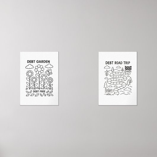 Schulden Garden Payoff Tracker-Farbblatt Bilderwand Sets (Vorderseite)