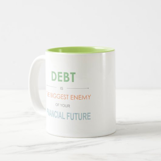 Schulden ist der größte Feind der Dave Ramsey Kaff Zweifarbige Tasse (Vorderseite Links)
